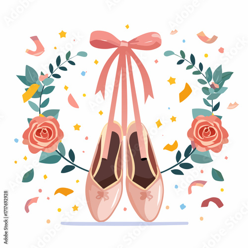 Elegant Ballet Shoes with Ribbon and Floral Decoration