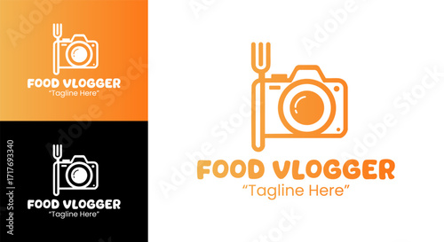 Food Vlogger Logo Elegant Gourmet Channel Emblem