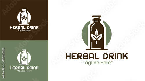 Herbal Drink Logo Elegant Organic Tea Emblem