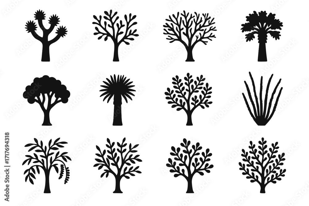 Blue icon mesquite flora tree vector screwbean palo icons desert bush ironwood