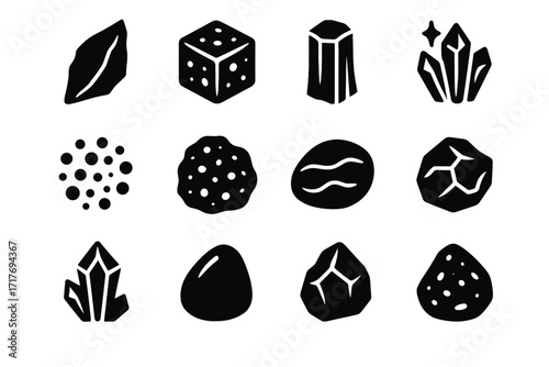 Ash glowing cube porous minerals mineral igneous vector grid scoria tower icon