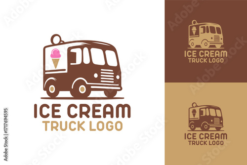 Ice Cream Truck Logo Creative Frozen Street Branding