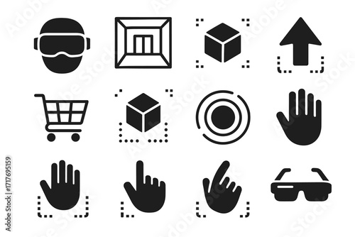 Grid circle preview ar icon headset vector holographic user icons reality augmented