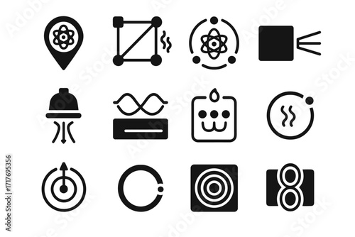 Quantum detector module vector ring icon sensor atom superconducting vapor beam icons