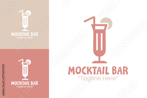 Mocktail Bar Logo Elegant Nonalcoholic Drink Emblem