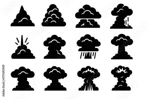 Peak thunder weather icons wind thunderhead icon vector updraft moisture cloud storm