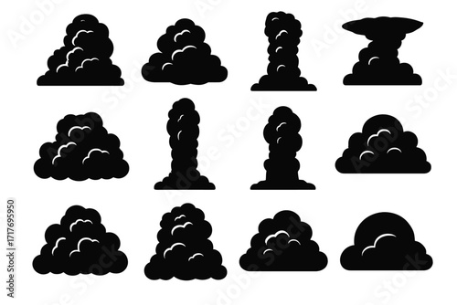Set isolated swell heavy sky compressed icon thunderstorm vapor vector weather convective