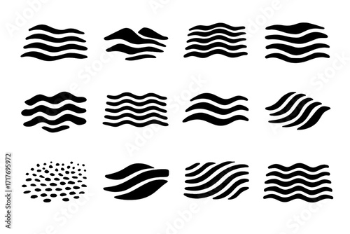Ripples terrain shapes sloping lines wavy icon vector ripple sand friction narrow