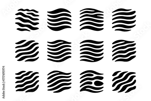 Vector wave hollow signature grainy terrain icon sand ripple layers surface