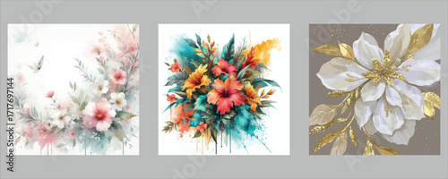 Vector art of watercolor floral arrangement with soft hues