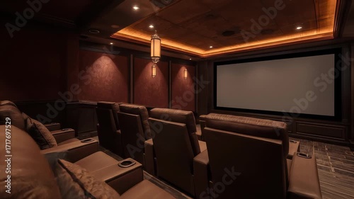 Luxurious private theater room with plush seating and advanced technology