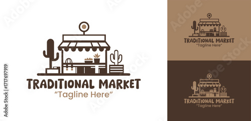 Traditional Market Logo Modern Community Trade Identity