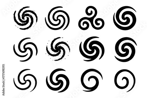 Vector spiral icon dust galactic abstraction thin stellar arms minimal bold