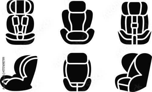 Car Seat Icons Showing Different Types And Angles For Child Safety baby infant