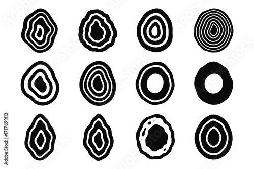 Mineral earth disc agate emblem icon stone slice filled design vector