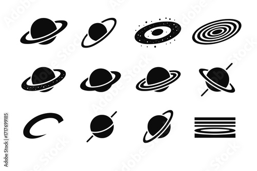 Icon arc concentric equator planetary vector ring orbit alignment tilted system icons