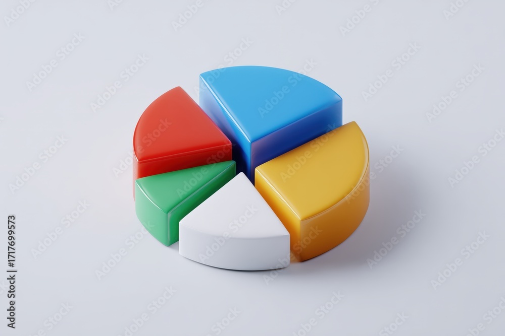 Obraz premium 3D Pie Chart Icon – Glossy Minimal Isometric, Floating, Hyperrealistic