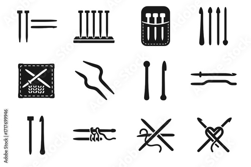 Style pouch large vector icons knitting needles icon needle square table compartments