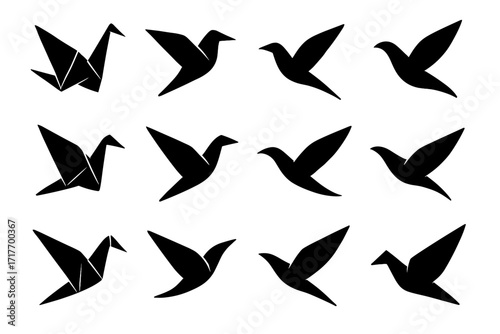Triangle bird icon motion icons paper path symbol origami shape vector