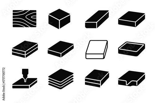 Cnc icon block material stock router vector board silhouette point sheet detail