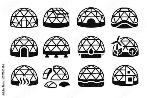 Natural dome home vector sustainable vent parts solar eco roof rainwater icon