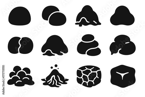 Oozing cooling lava form pillows stacked mound pillow flow vector icon lump