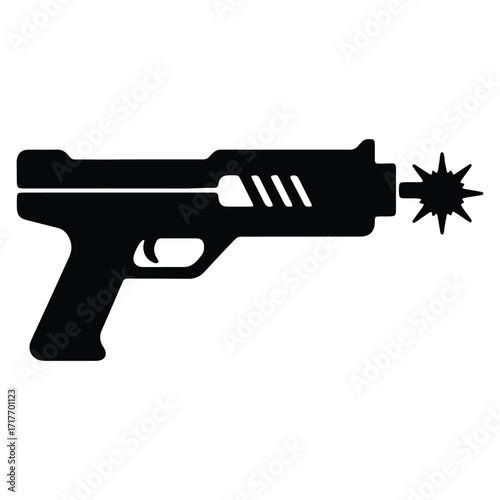 Futuristic laser gun black silhouette isolated on white background vector