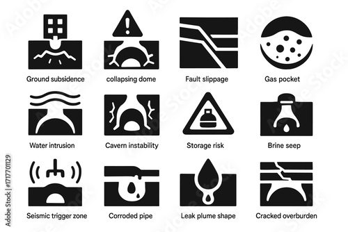 Icon seep vector pocket dome mark hazard cracked risk zone salt plume