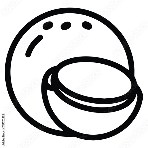 Minimalist vector illustration of a coconut with a half portion