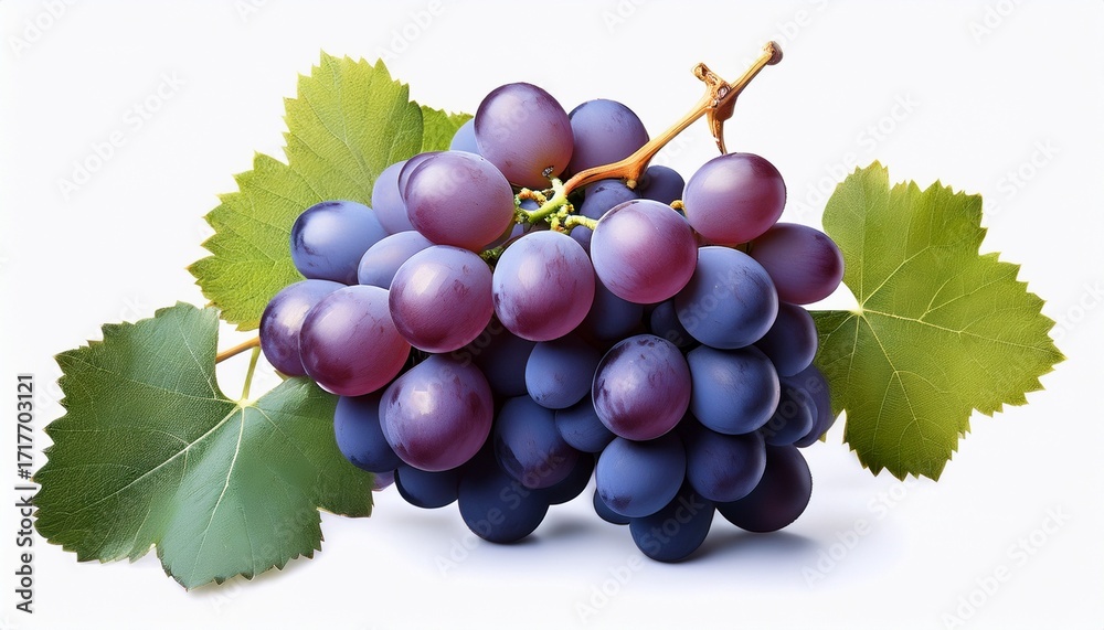 Fototapeta premium detailed cutout of a a cluster of grapes isolated