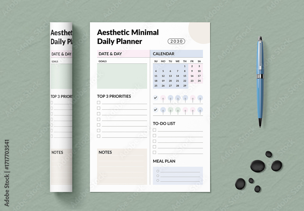 Daily Planner Template Layout Stock Template | Adobe Stock