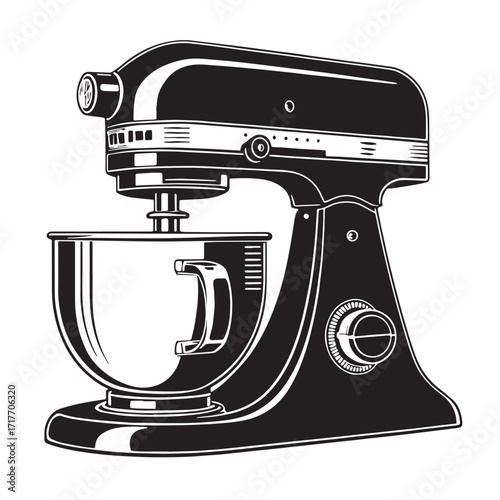Black food processor Silhouette Vector, High Quality Illustration on White Background