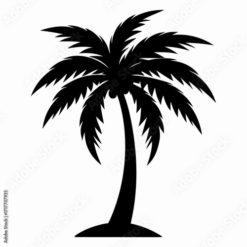 Palm Tree Silhouette Vector Illustration Isolated Tropical Icon Design