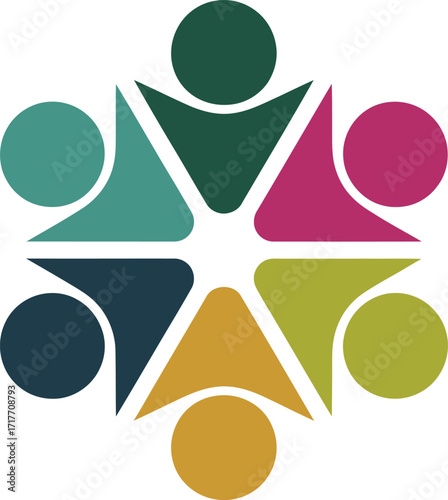 Colorful abstract people teamwork collaboration concept for unity diversity success