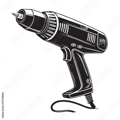Black heat gun Silhouette Vector, High Quality Illustration on White Background