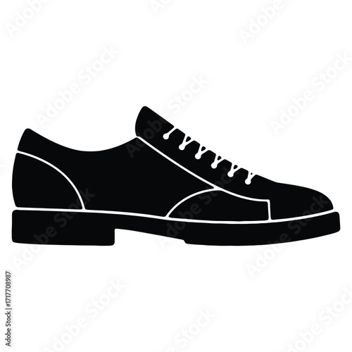 Classic black leather oxford shoe footwear style illustration vector graphic