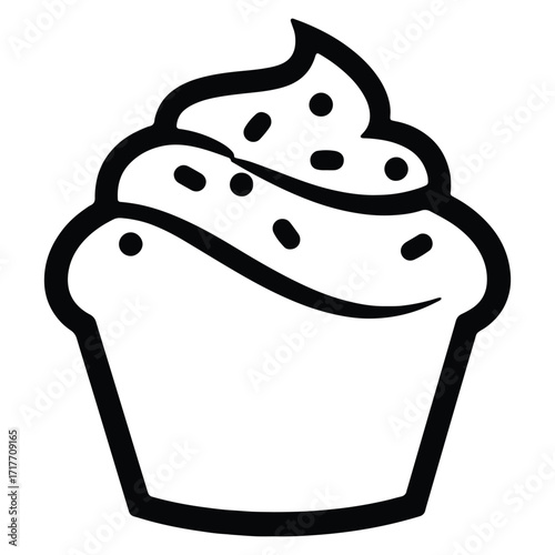 Cupcake illustration icon with frosting and sprinkles for sweet treat