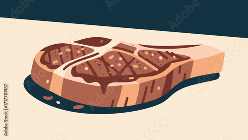 Grilled steak delicacies, hand-drawn vector illustrations