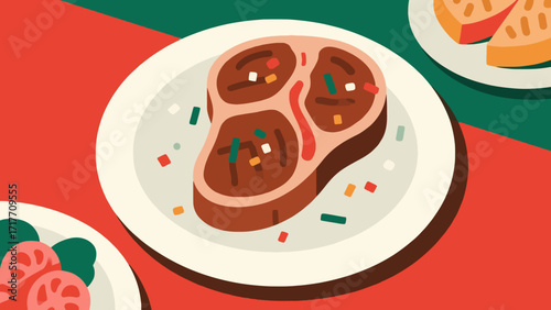 Grilled steak delicacies, hand-drawn vector illustrations