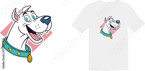 Happy Cartoon Dog Mascot Character with Collar