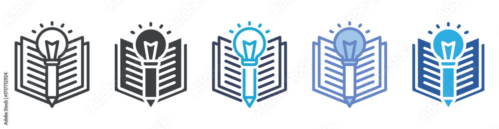 Fotografie Writing Skills icon set multiple style collection