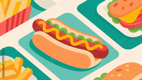 Hot dog delicacies, hand-drawn vector illustrations