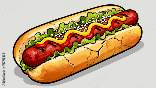 Hot dog delicacies, hand-drawn vector illustrations