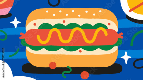 Hot dog delicacies, hand-drawn vector illustrations