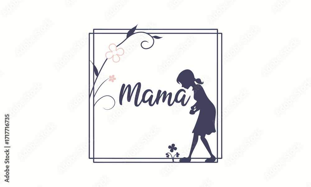 Fototapeta premium Mama Calligraphy with Frame