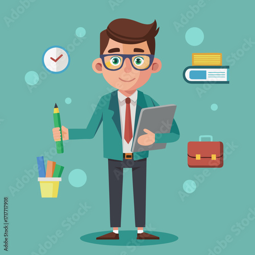 Stylish businessman ready for success with modern tools and sharp work ethic