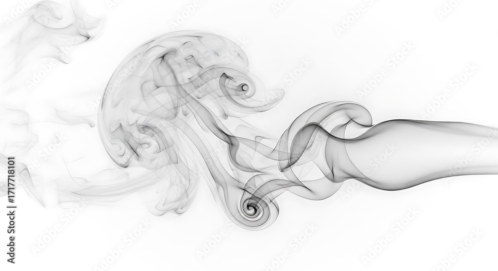 Fototapeta premium Intricate smoke patterns swirling against a pristine white background create a mesmerizing abstract design.