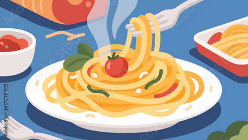 Pasta cuisine, hand-drawn vector illustrations