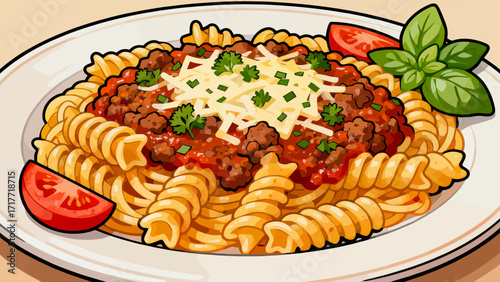 Pasta cuisine, hand-drawn vector illustrations
