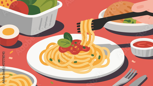 Pasta cuisine, hand-drawn vector illustrations